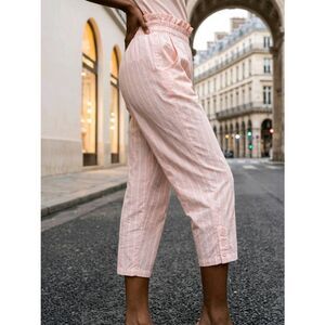 🔹️Vintage C'est Joli Peach & White Striped Capri Pants Medium